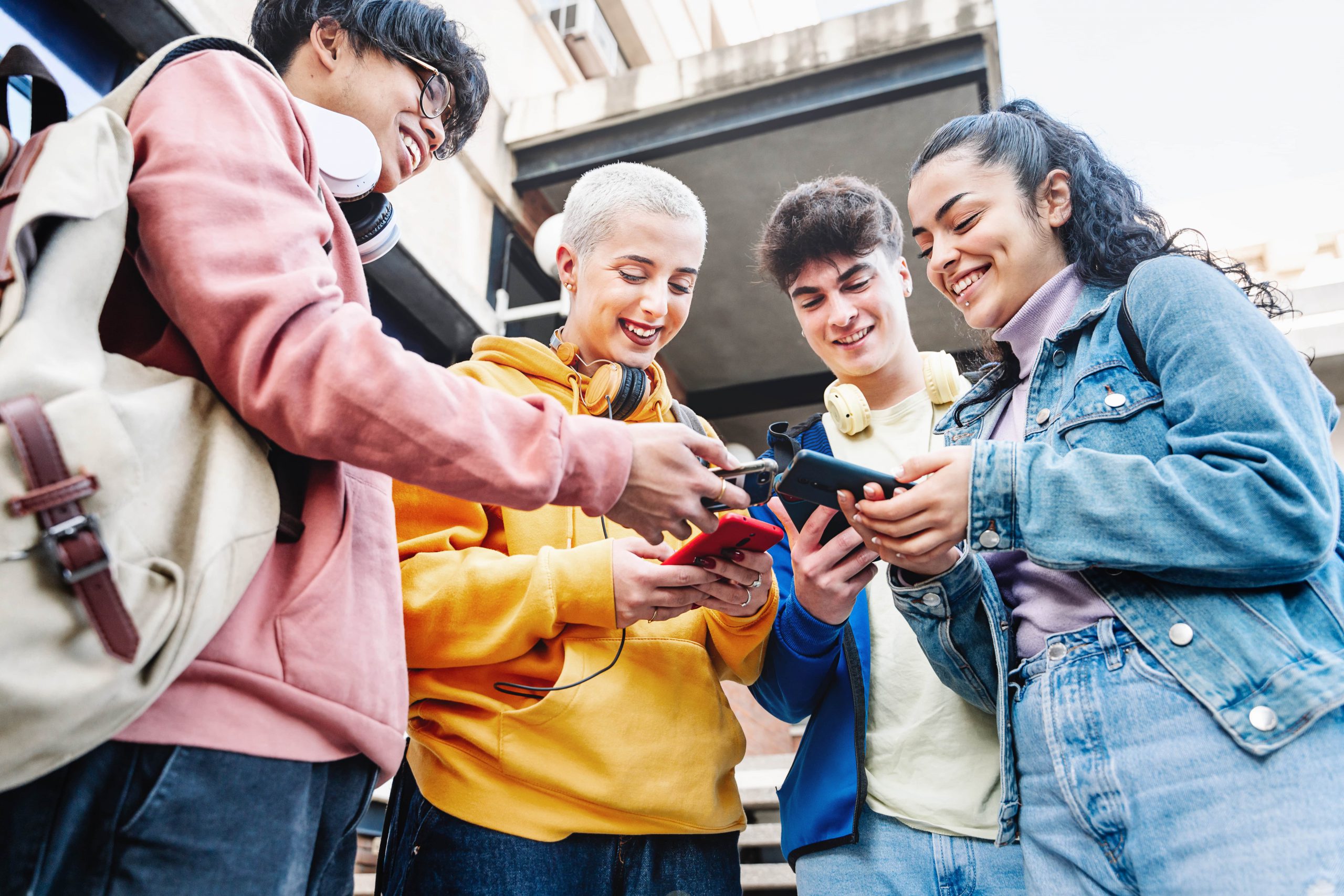 university students using smart phone